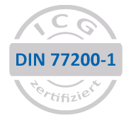 Logo: DIN 77200-1 ICG zertifiziert